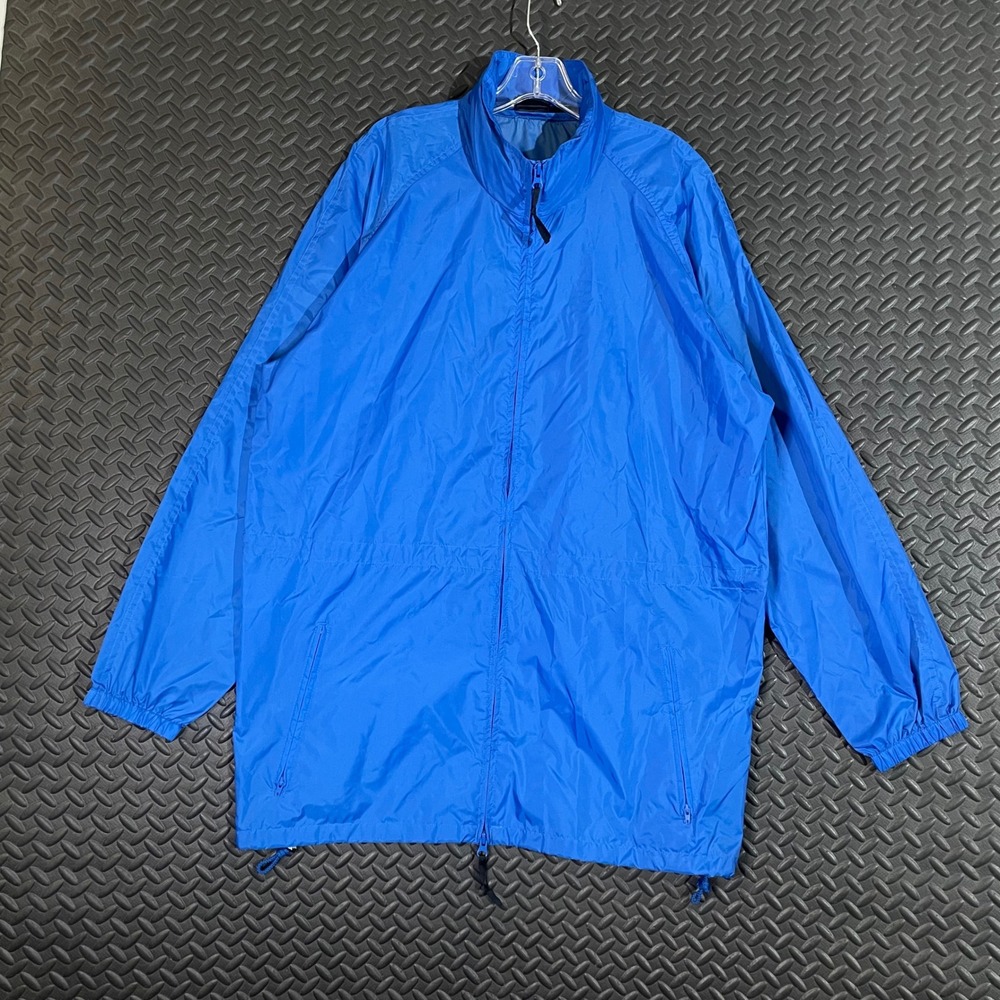 Woolrich Blue Hooded Rain Windbreaker Outdoor Full Zip Jacket Men's Size Large